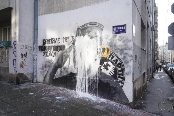 Uništen mural Ratka Mladića