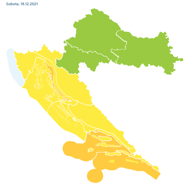 Zbog jake, a na sjevernom dijelu i olujne bure, izdan je žuti i narančasti meteoalarm na Jadranu