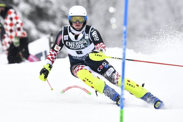 Prva vožnja muške slalomske utrke World Cup Snow Queen Trophy