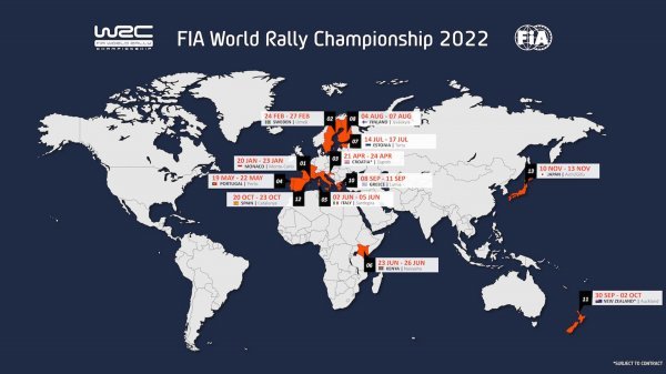 Kalendar utrka za sezonu FIA WRC 2022