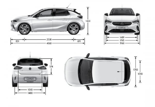 Opel Corsa: dimenzije
