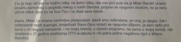 Isječak iz poruke Romana Bolkovića Autor:Mario Duspara, Izvor:tportal.hr Tportal