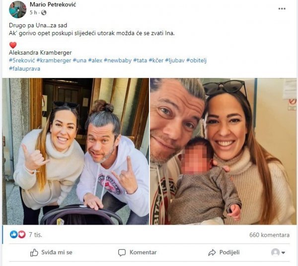 Mario Peteković i Aleksandra Kramberger postali su roditelji po drugi put