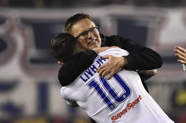 Slavlje Hajduka nakon pobjede u derbiju; Hajduk-Dinamo, 20.4.2022.