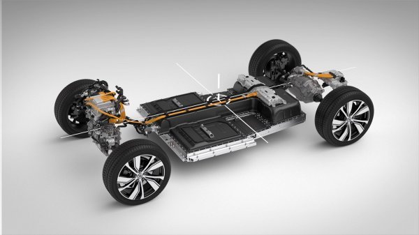 Modeli XC40 Recharge i C40 Recharge se temelje na kompaktnoj modularnoj arhitekturi (CMA): na slici Twin verzija pogona