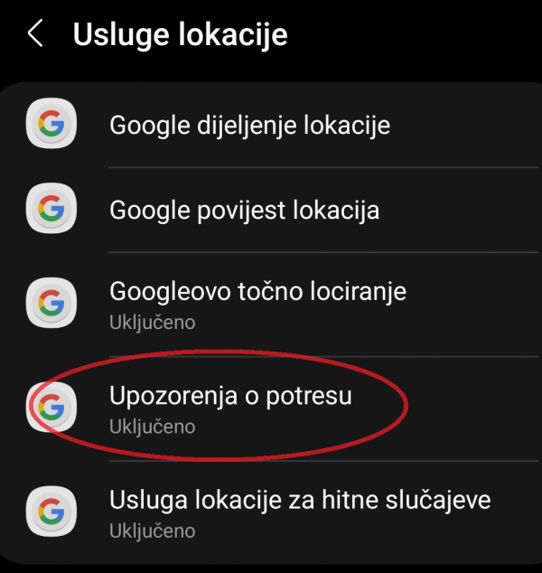 Upozorenje o potresu