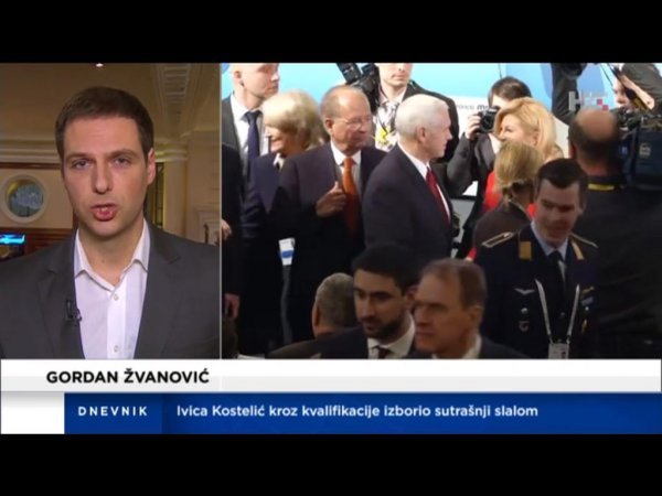 Susret predsjednice Kolinde Grabar Kitarović i potpredsjednika SAD-a Mikea Pencea HRT/Screenshoot