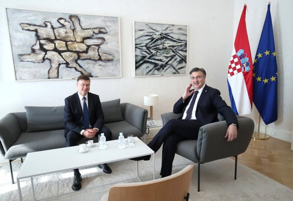 Plenković primio je izvršnog potpredsjednika Europske komisije Valdisa Dombrovskisa