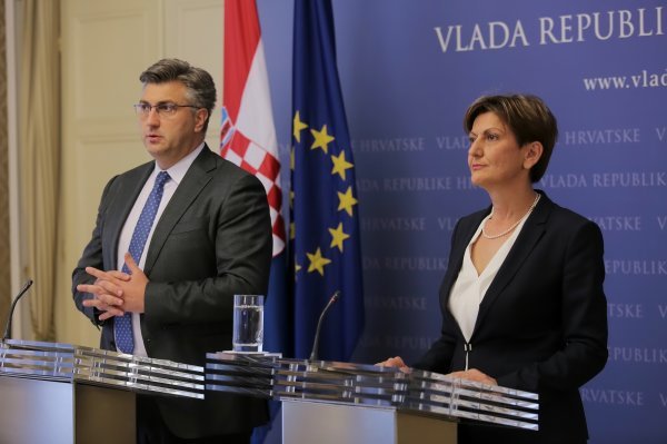 Plenković i Dalić na konferenciji za medije na kojoj je ministrica podnijela ostavku