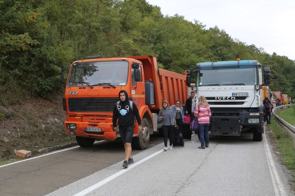 Blokada graničnog prijelaza Jarinje u rujnu 2021.