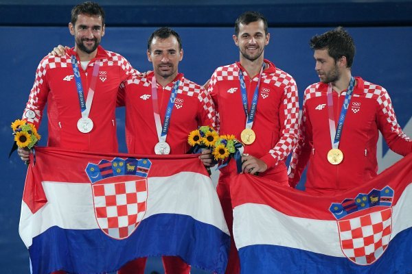 Olimpijsko postolje u Tokiju - srebrni Marin Čilić, Ivan Dodig u društvu zlatnih Mate Pavića i Nikole Mektića