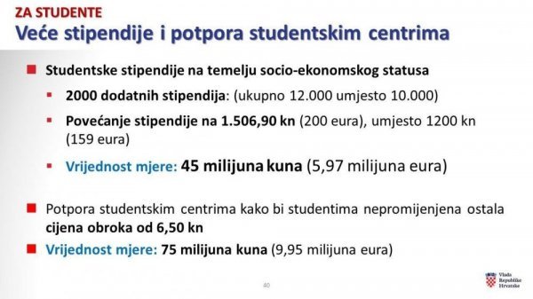 Vladine mjere za održavanje studentskog standarda