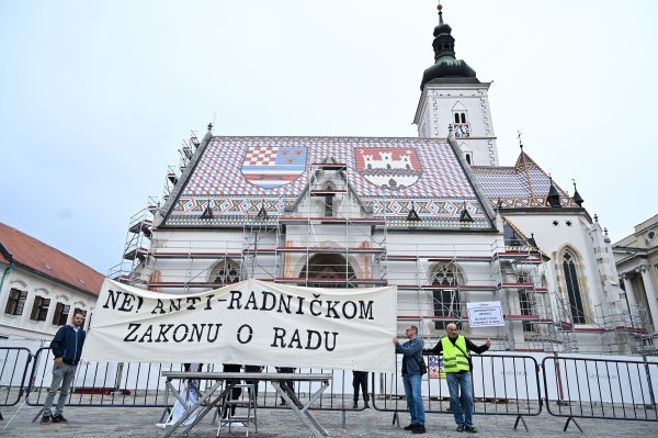 Prosvjed protiv novog prijedloga Zakona o radu u organizaciji Inicijative za radnički ZOR na Markovom trgu