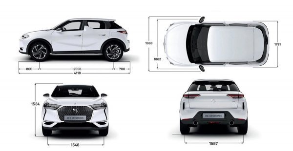 DS 3 Crossback: vanjske dimenzije