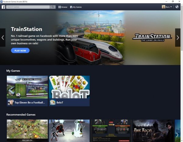 Facebook Games Arcade - početna stranica Facebook