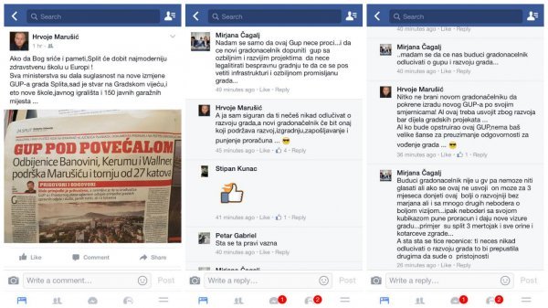 Rasprava Hrvoja Marušića i Mirjane Čagalj na društvenoj mreži Facebook