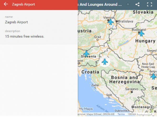 Wi-fi karta zračnih luka Screenshot/Miroslav Wranka