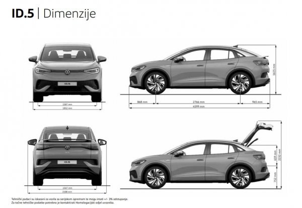 Volkswagen ID. 5: vanjske dimenzije