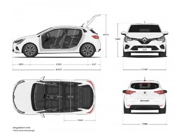 Renault Clio: vanjske dimenzije