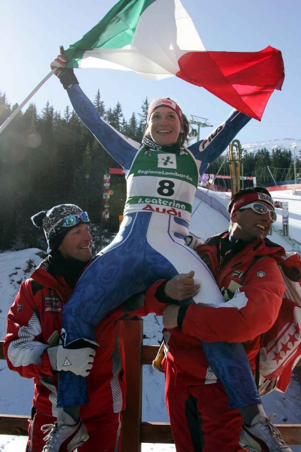 Elene Fanchini proslavlja svjetsko srebro u Bormiju 2005. 