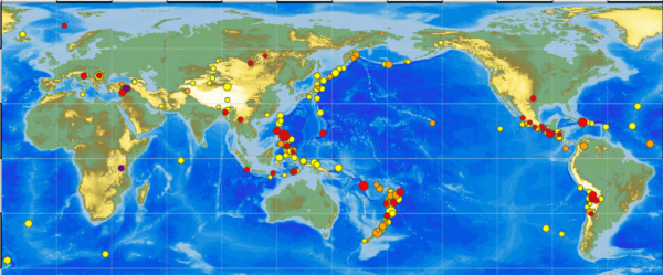 Potresi jači od 4 stupnja u svijetu u posljednjih tjedan dana