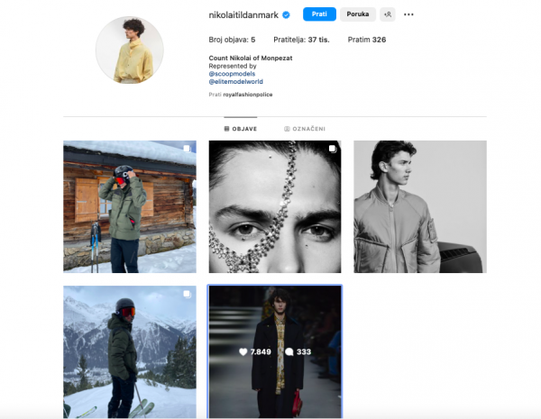 Grof Nikolai od Monpezata / danski princ Nikolai otvorio je Instagram profil