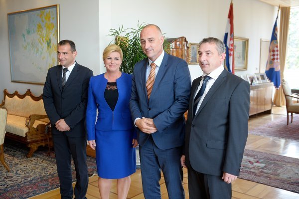 Matija Posavec, Kolinda Grabar Kitarović, Ivan Vrdoljak i Predrag Štromar Goran Mehkek / CROPIX
