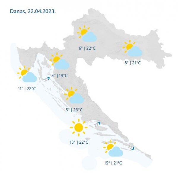 Vremenska prognoza za subotu, 22. travnja