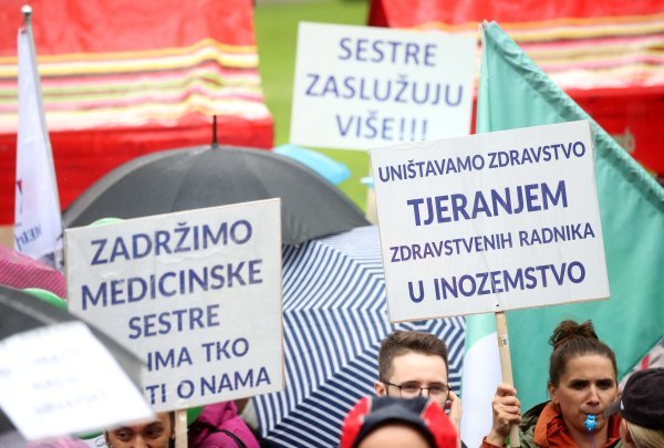 Prosvjed medicinskih sestara, tehničara i nemedicinskog osoblja na Zrinjevcu
