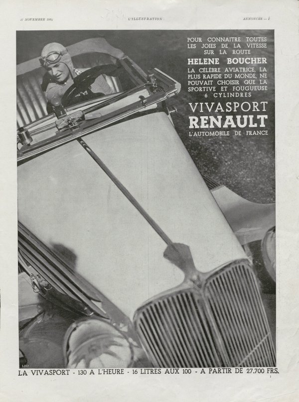 Hélène Boucher, poznata francuska pilotkinja ranih 1930-ih, ugovorno angažirana za Renault, hvalila je vožnju Viva Grand Sporta