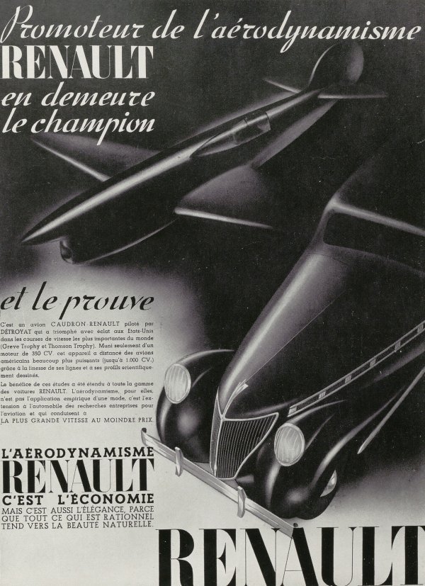 Renaultova reklama kaže da su i zrakoplovstvo i automobilizam pionirske discipline koje pokreću inovacije i aerodinamiku povezane s brzinom