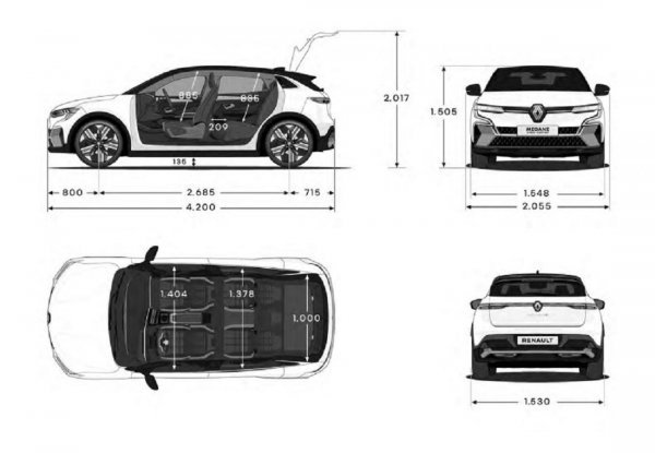 Renault Mégane E-TECH Electric - vanjske dimenzije