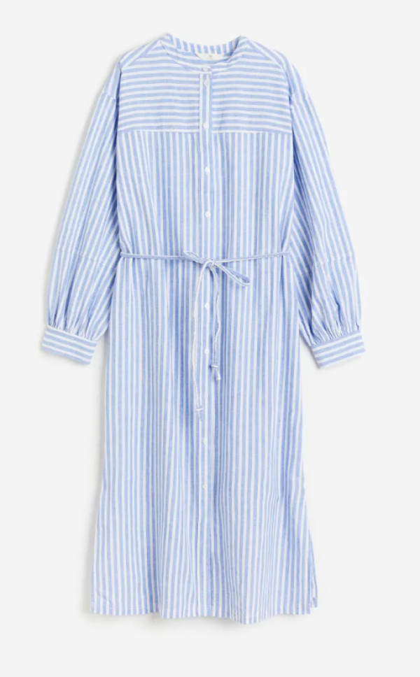 H&M haljina košulja na svjetlo plave i bijele pruge