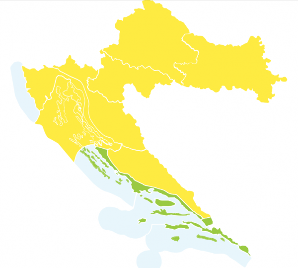 Žuto upozorenje izdano za većinu Hrvatske
