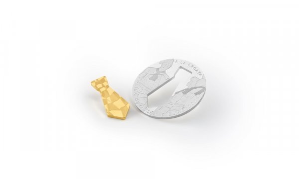 Zlatna i srebrna numizmatička euro kovanica Konturna kravata