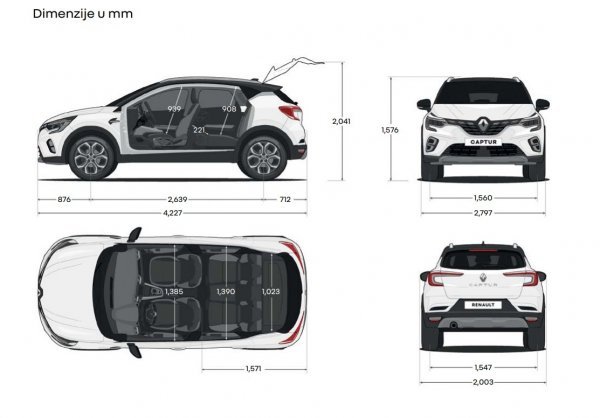 Renault Captur: vanjske dimenzije