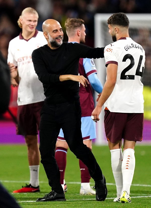 Erling Haaland, Pep Guardiola, Joško Gvardiol Manchester City