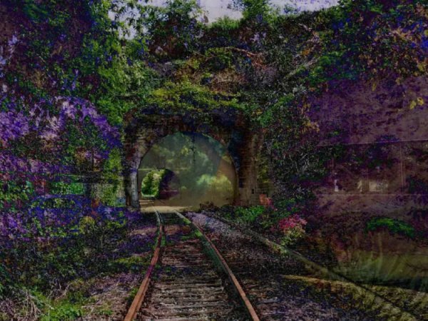 Slika generirana umjetnom inteligencijom koja prikazuje apstraktni tunel