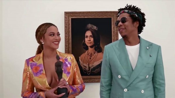 Beyonce i Jay-Z ispred portreta Meghan Markle