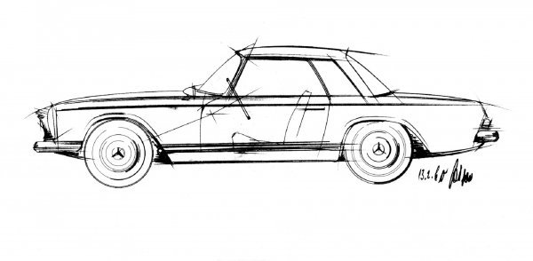 Mercedes-Benz 230 SL 'Pagoda' (1963.) skica