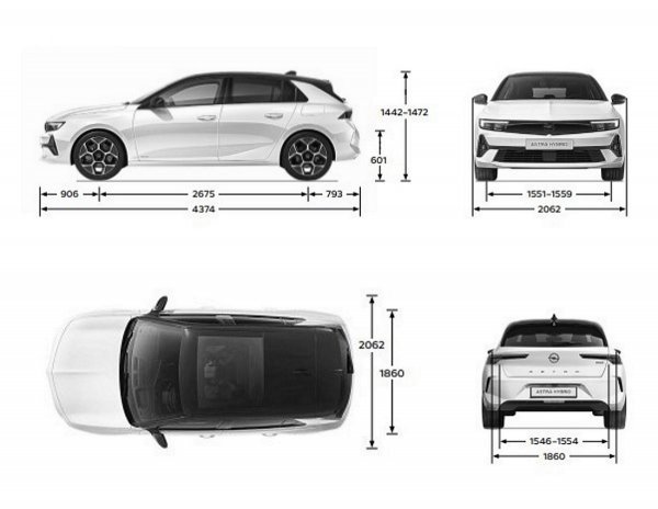 Opel Astra: dimenzije