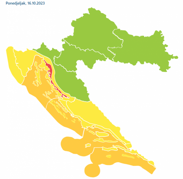 Crveno upozorenje na snazi je u Velebitskom kanalu