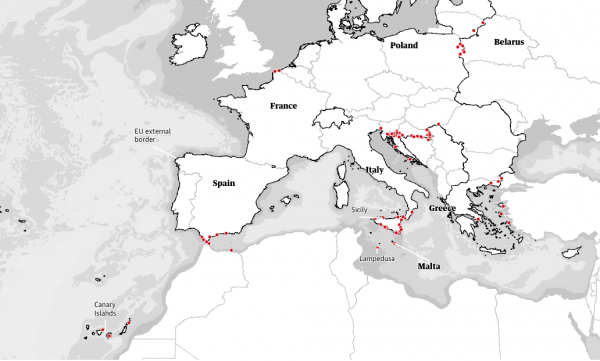 Guardianova karta neoznačenih grobova migranata 
