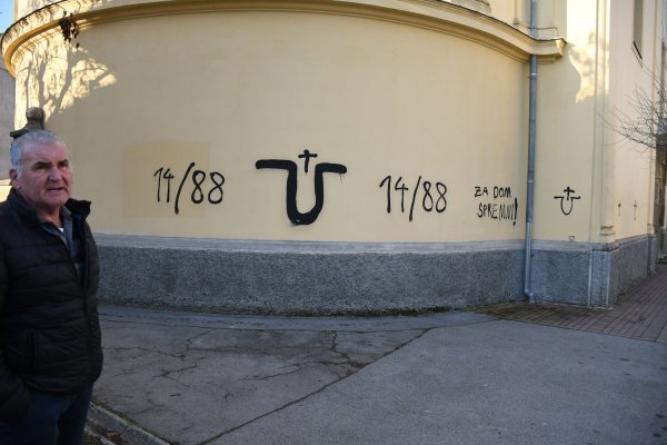 Ustaški grafiti na pravoslavnoj crkvi u Bjelovaru