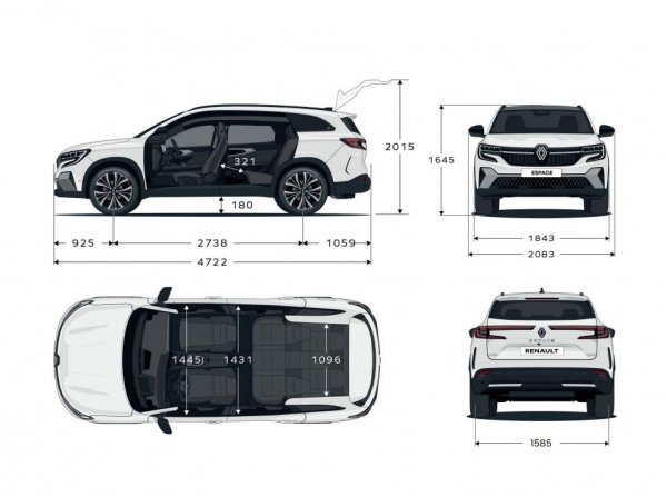 Renault Espace  E-Tech full hybrid 200: dimenzije