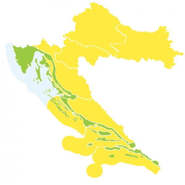 Žuta upozorenja izdana za utorak 23. siječnja 2024.