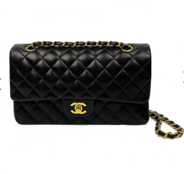 Chanel Medium Black Classic Flap torbica od janjeće kože