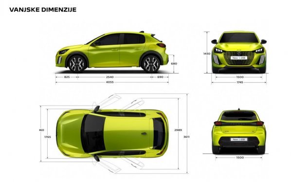 Peugeot 208 - dimenzije