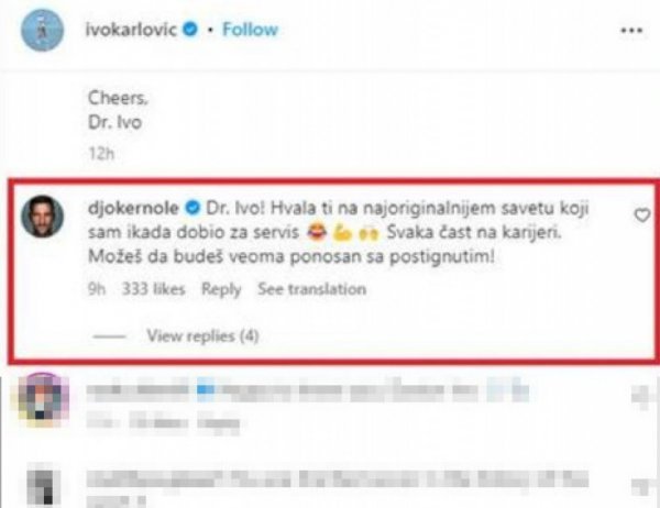 Novak Đoković komentar