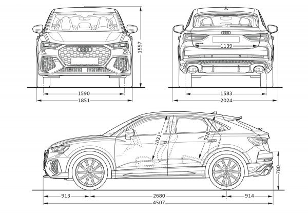 Audi RS Q3 Sportback TFSI quattro S tronic: dimenzije